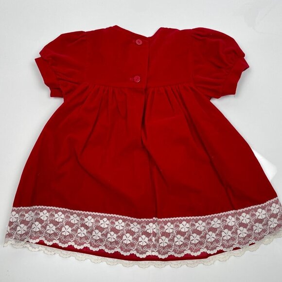 Vintage All Dressed Up Size 18 mo Red Velvet and White lace trimmed Dress - Picture 8 of 12